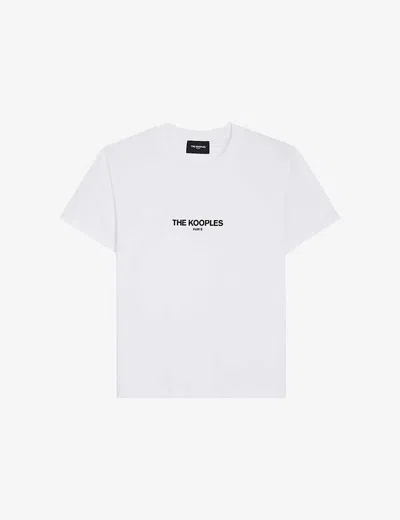 The Kooples Brand-print Cotton-jersey T-shirt In Whi01 (white)