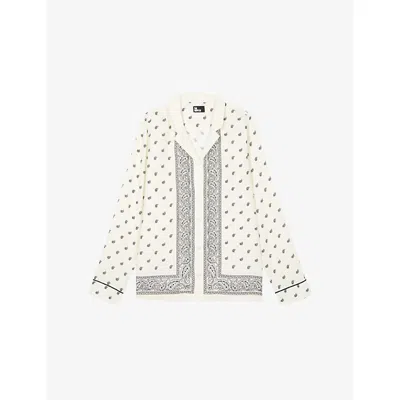 The Kooples Womens  Collared Graphic-print Woven Shirt In Multi