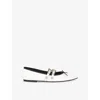 The Kooples Womens  Bow-embellished Buckled Leather Ballet Flats In White
