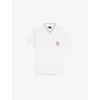 The Kooples Womens White Brand-embroidered Mandarin-collar Cotton Polo Shirt In White