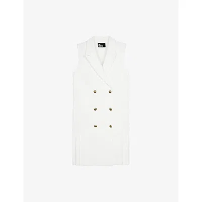 The Kooples Womens White Double-breasted Pleated Woven Dress