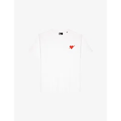 The Kooples Womens White Heart-print Short-sleeve Cotton T-shirt Xs