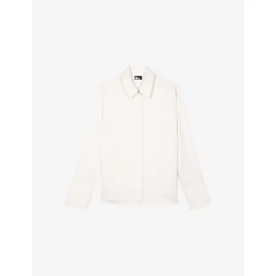 The Kooples Womens White Long-sleeved Satin Shirt In Neutral