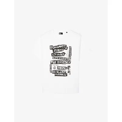 The Kooples Womens  Sleeveless Graphic-print Cotton T-shirt In White