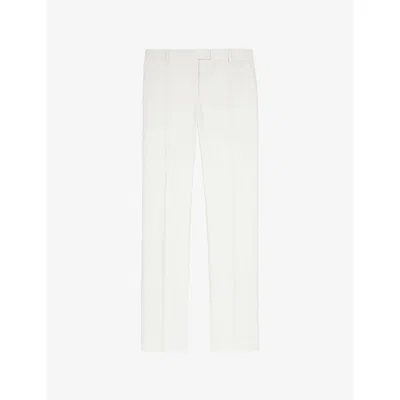 The Kooples Womens White Wide-leg Mid-rise Cotton Trousers