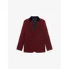 The Kooples Womens Velvet-collar Regular-fit Wool Blazer Wine Red In Burgundy
