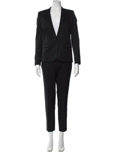 Pre-owned The Kooples Wool Beaded Accents Pant Set In Black