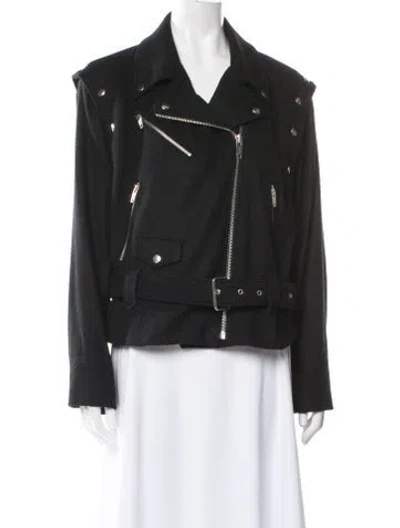Pre-owned The Kooples Wool Biker Jacket In Black
