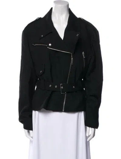Pre-owned The Kooples Wool Biker Jacket In Black
