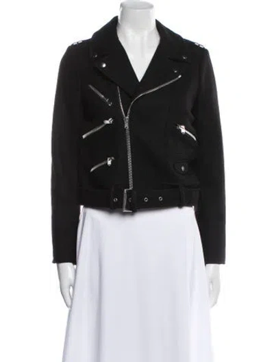 Pre-owned The Kooples Wool Biker Jacket In Black