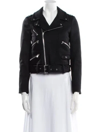 Pre-owned The Kooples Wool Biker Jacket In Black