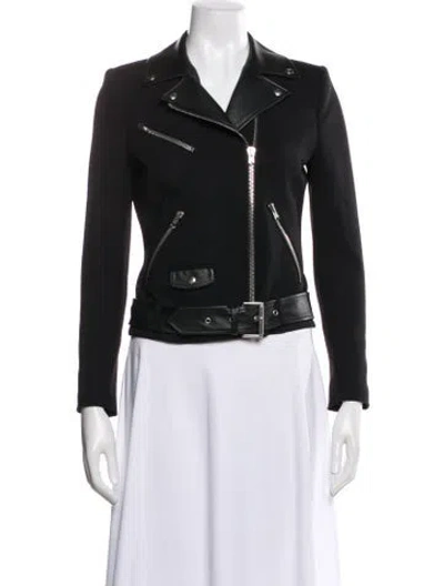Pre-owned The Kooples Wool Biker Jacket In Black