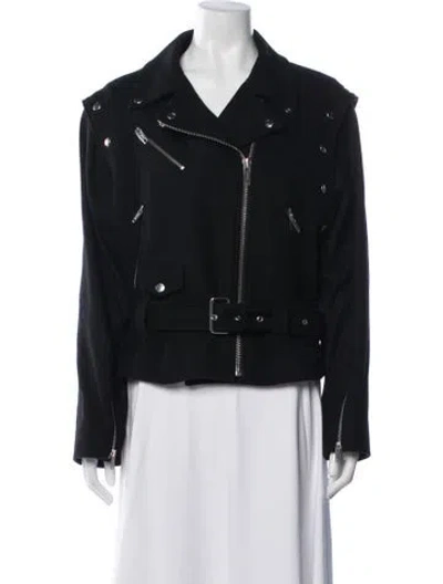 Pre-owned The Kooples Wool Biker Jacket In Black