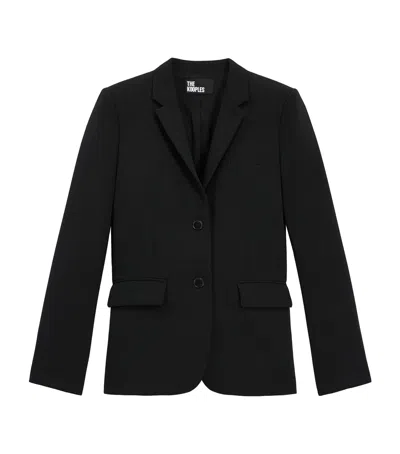 The Kooples Womens Bla01 Notched-lapel Stretch-woven Blazer In Black