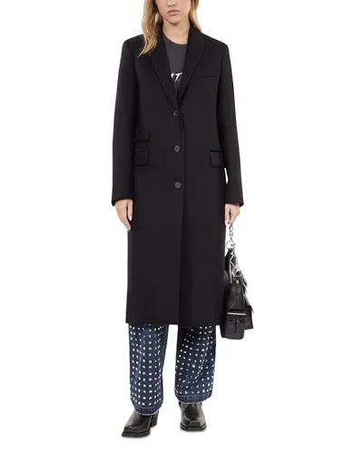 The Kooples Wool Blend Long Coat In Black