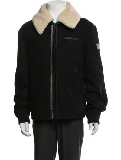 Pre-owned The Kooples Wool Bomber Jacket In Black