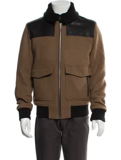 Pre-owned The Kooples Wool Bomber Jacket In Brown