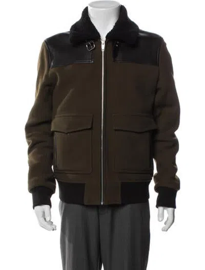 Pre-owned The Kooples Wool Bomber Jacket In Green