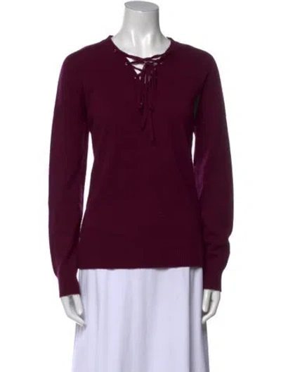 Pre-owned The Kooples Wool Crew Neck Sweater In Purple