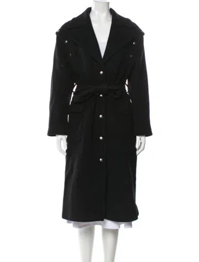Pre-owned The Kooples Wool Faux Fur Coat In Black