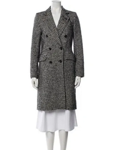 Pre-owned The Kooples Wool Houndstooth Print Coat In Black