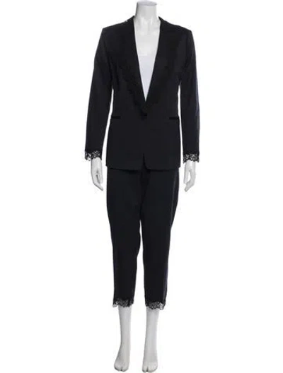 Pre-owned The Kooples Wool Lace Pattern Pant Set In Blue