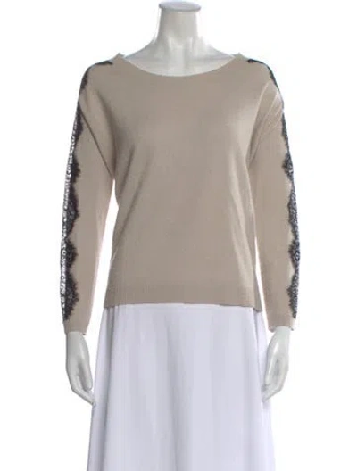 Pre-owned The Kooples Wool Lace Pattern Sweater In Neutral