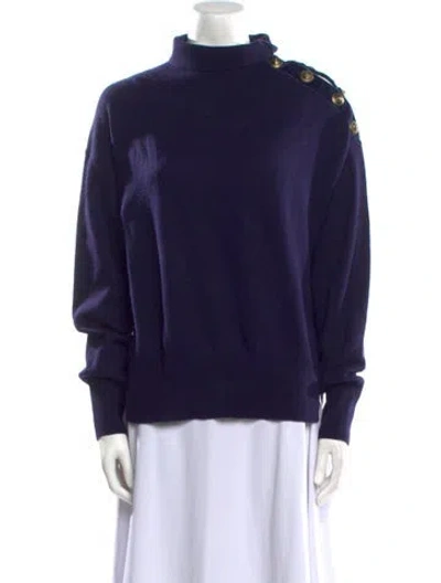 Pre-owned The Kooples Wool Mock Neck Sweater In Blue