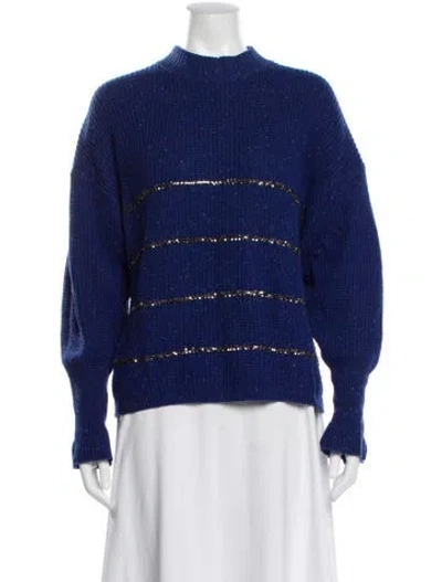 Pre-owned The Kooples Wool Mock Neck Sweater In Blue