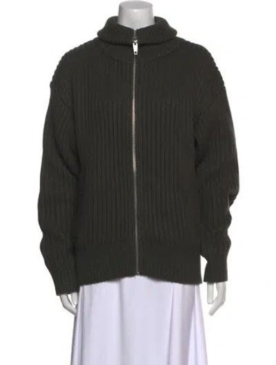 Pre-owned The Kooples Wool Mock Neck Sweater In Green