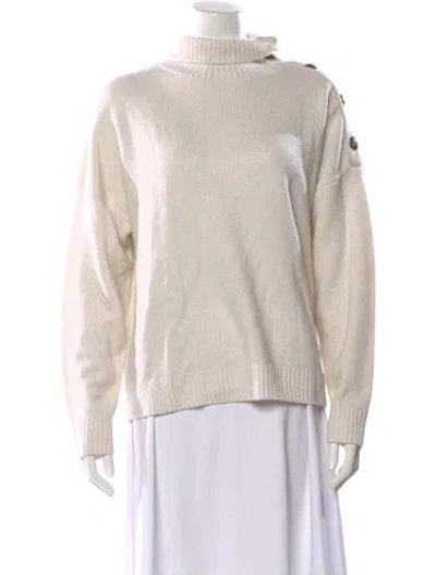 Pre-owned The Kooples Wool Mock Neck Sweater In Neutral