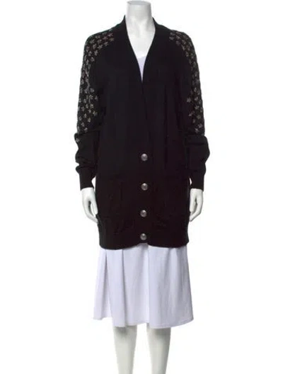 Pre-owned The Kooples Wool Open Front Sweater In Black