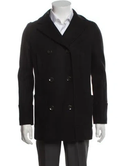 Pre-owned The Kooples Wool Peacoat In Black