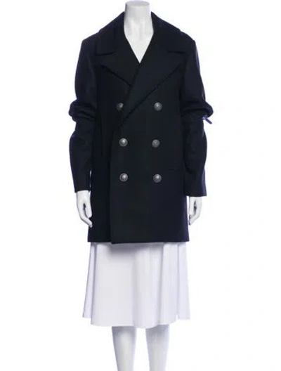 Pre-owned The Kooples Wool Peacoat In Blue