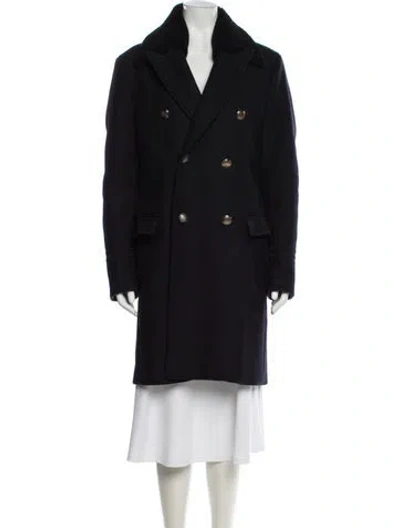 Pre-owned The Kooples Wool Peacoat In Blue