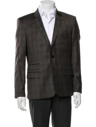 Pre-owned The Kooples Wool Plaid Print Blazer W/ Tags In Brown