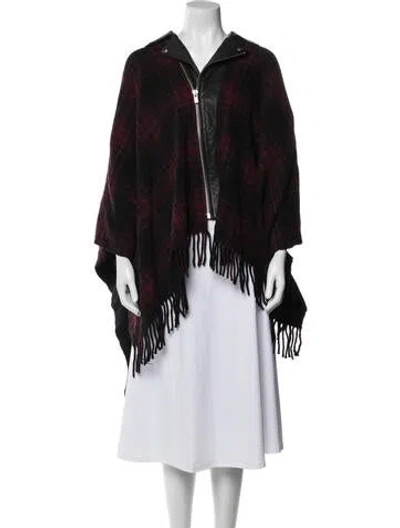 Pre-owned The Kooples Wool Plaid Print Coat In Black