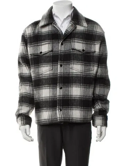 Pre-owned The Kooples Wool Plaid Print Jacket In Black