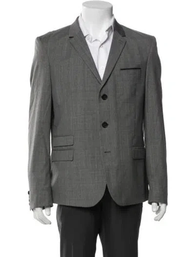Pre-owned The Kooples Wool Plaid Print Two-piece Blazer In Gray