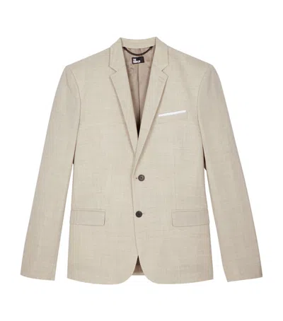 The Kooples Wool Slim Blazer In Beige