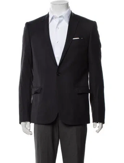 Pre-owned The Kooples Wool Striped Blazer In Black