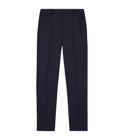 The Kooples Straight-leg Tailored Stretch-woven Trousers In Blue
