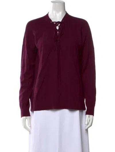 Pre-owned The Kooples Wool Tie Neck Sweater In Purple