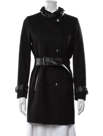 Pre-owned The Kooples Wool Trench Coat In Black