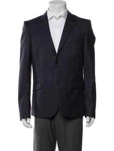 Pre-owned The Kooples Wool Tweed Pattern Blazer In Blue