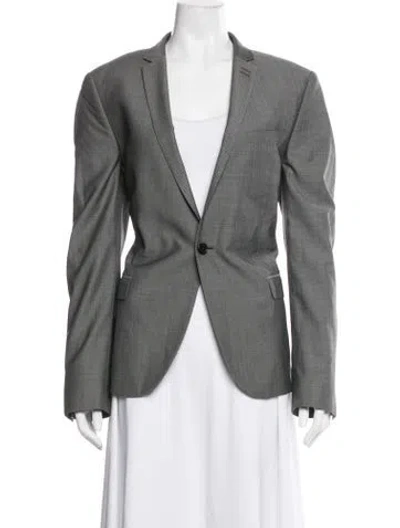 Pre-owned The Kooples Wool Tweed Pattern Blazer In Grey