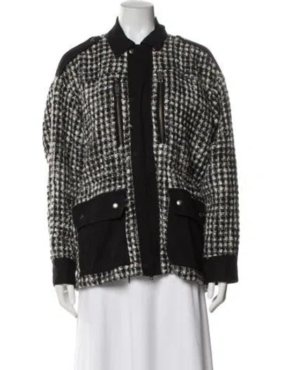 Pre-owned The Kooples Wool Tweed Pattern Evening Jacket In Black