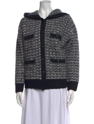 Pre-owned The Kooples Wool Tweed Pattern Sweater In Black