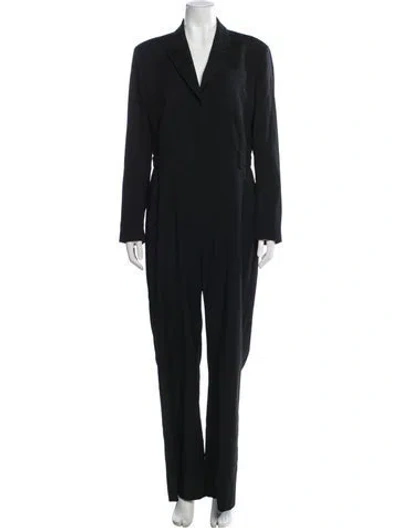 Pre-owned The Kooples Wool V-neck Jumpsuit In Black