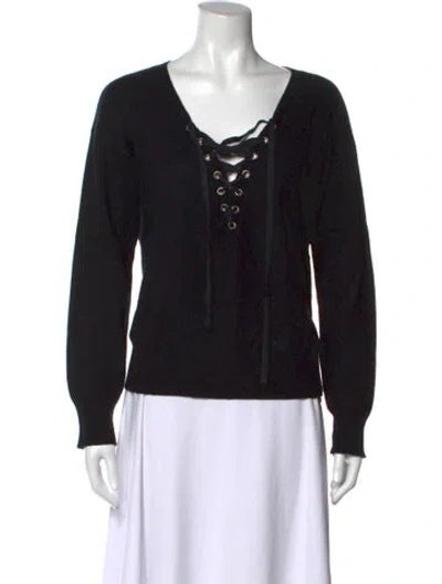 Pre-owned The Kooples Wool V-neck Sweater In Black